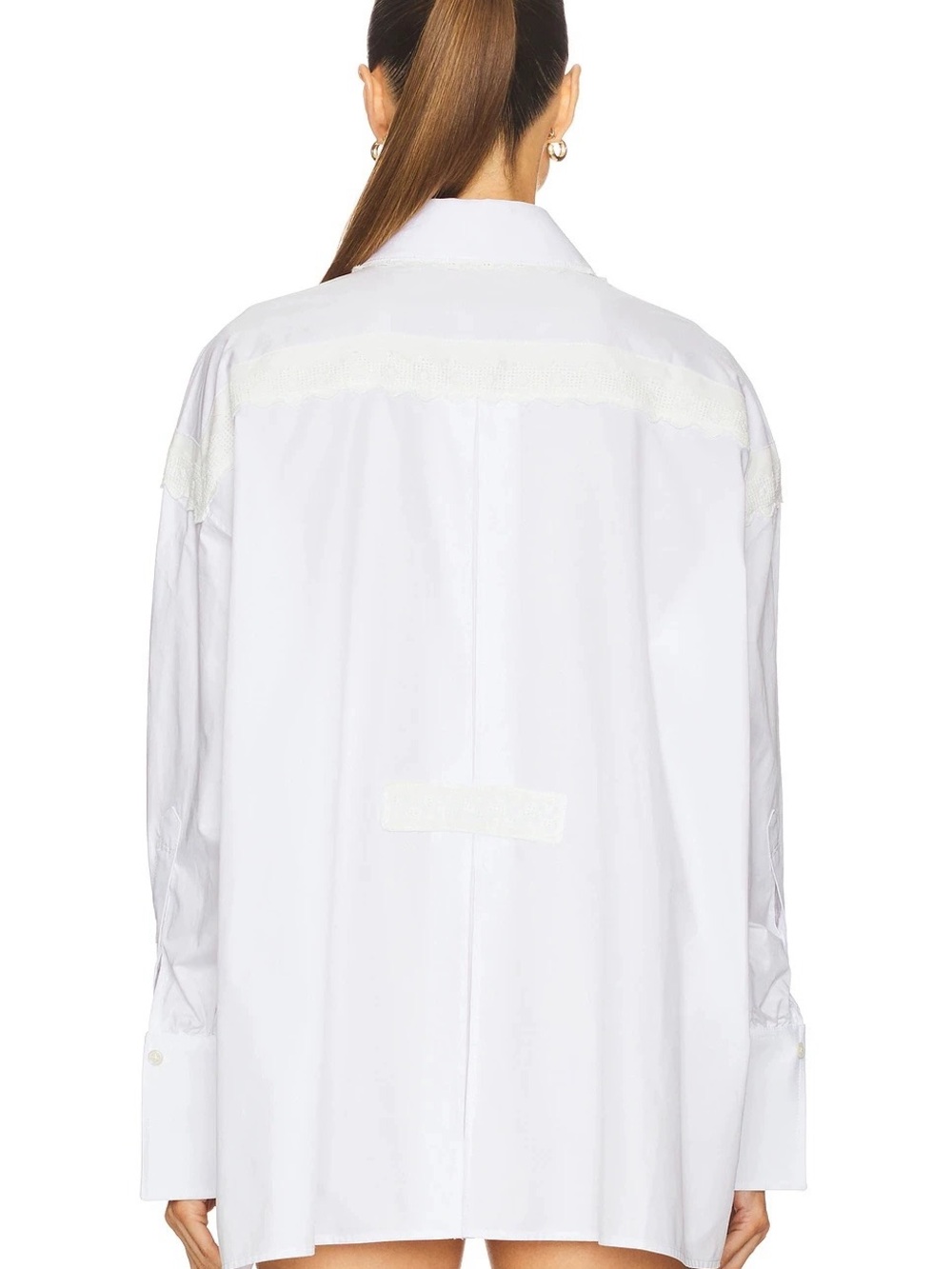NWOT Helsa White Eyelet Long Sleeve Cotton Shirt, Size XXS/XS/S - Picture 7 of 16